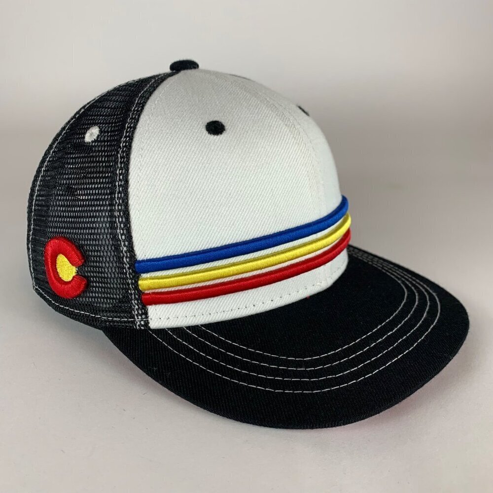 Colorado State Flag Black White Aksels Snapback Trucker Hat